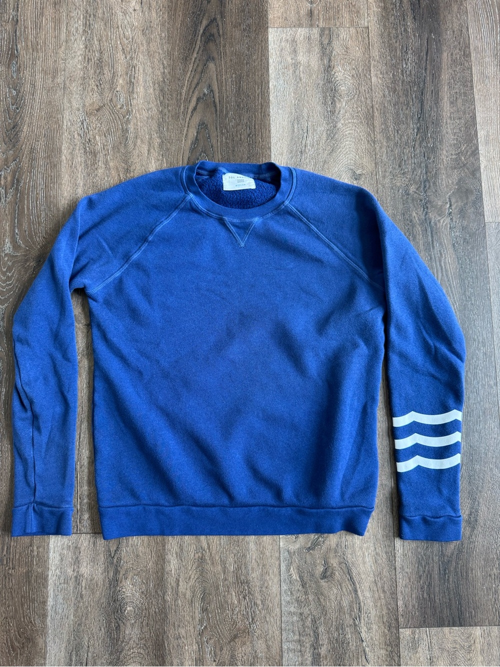 Sol Angeles Blue Crewneck Sweatshirt with White Stripes Size medium